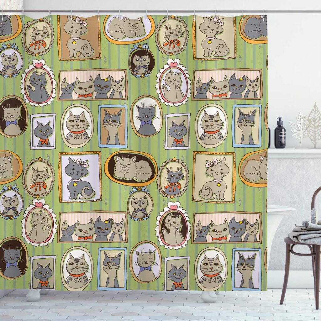 Cat Themed Shower Curtain